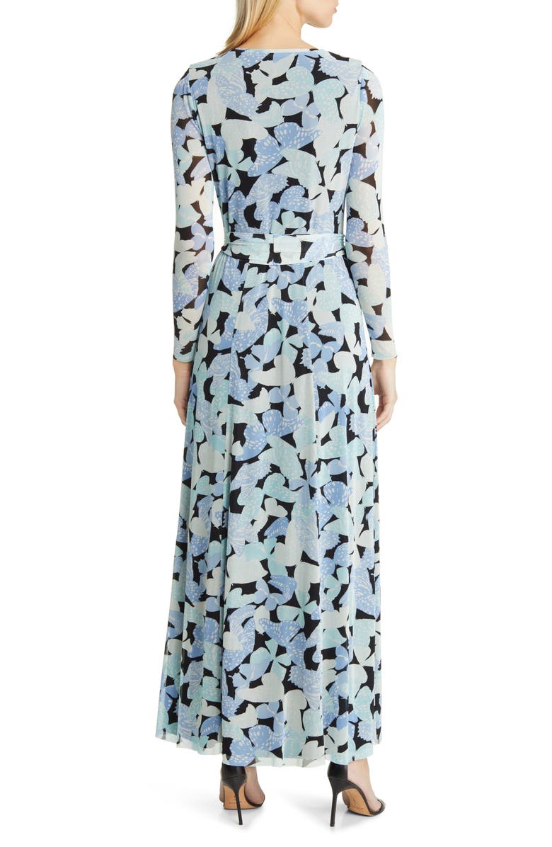 Anne Klein Butterfly Print Long Sleeve Dress, Alternate, color, 
