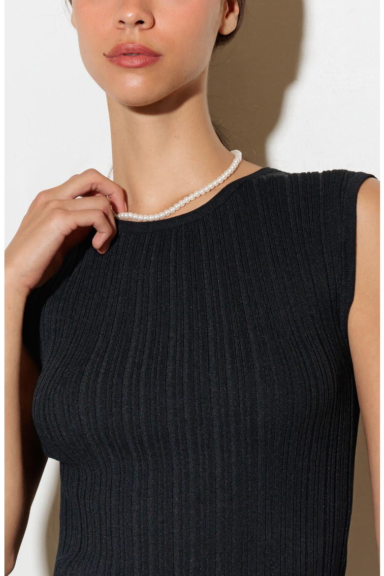 Ribbed Sleeveless Knit Top, Alternate, color, BLACK