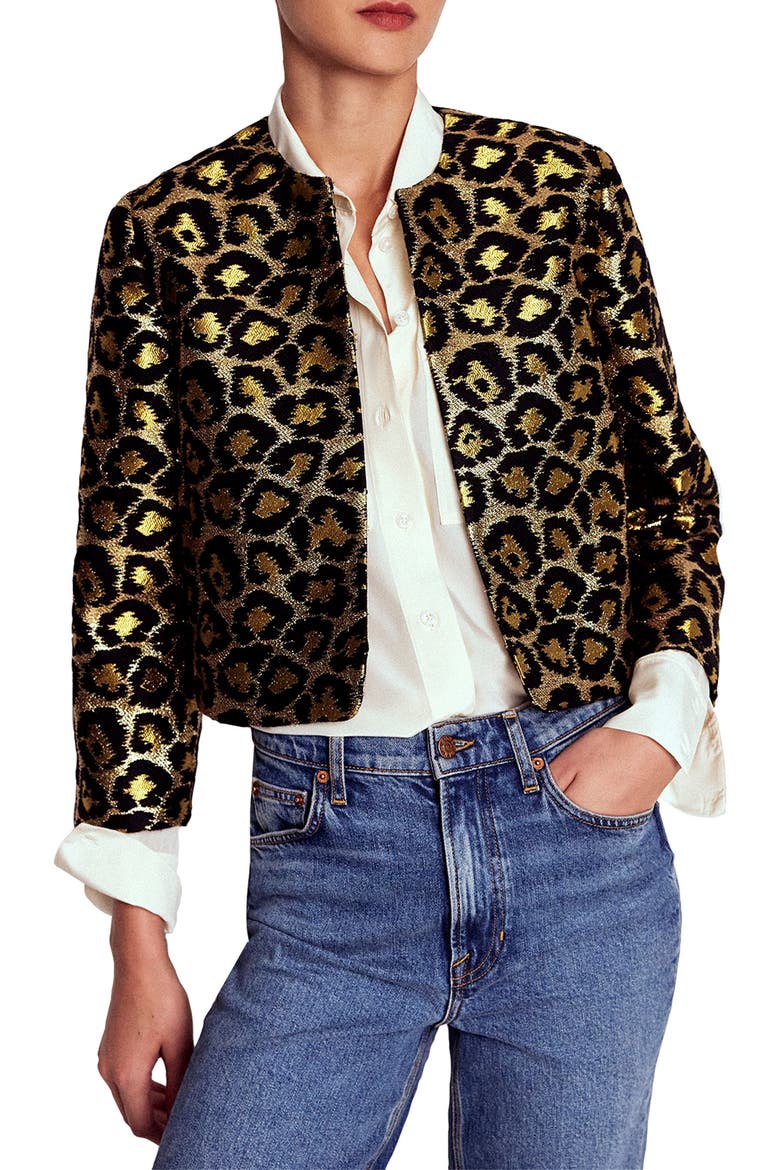 Metallic Leopard Crop Jacket, Main, color, METALLIC GOLD