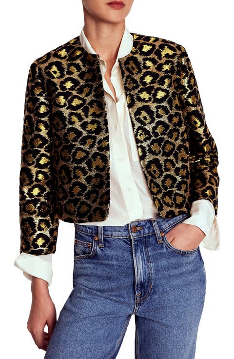Metallic Leopard Crop Jacket