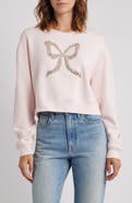 LoveShackFancy Rylan Faux Pearl Embellished Bow Sweatshirt
