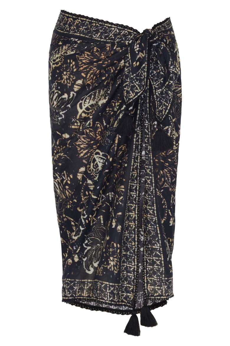 Balinese Cotton Cover-Up Pareo, Alternate, color, BLACK/ MULTI