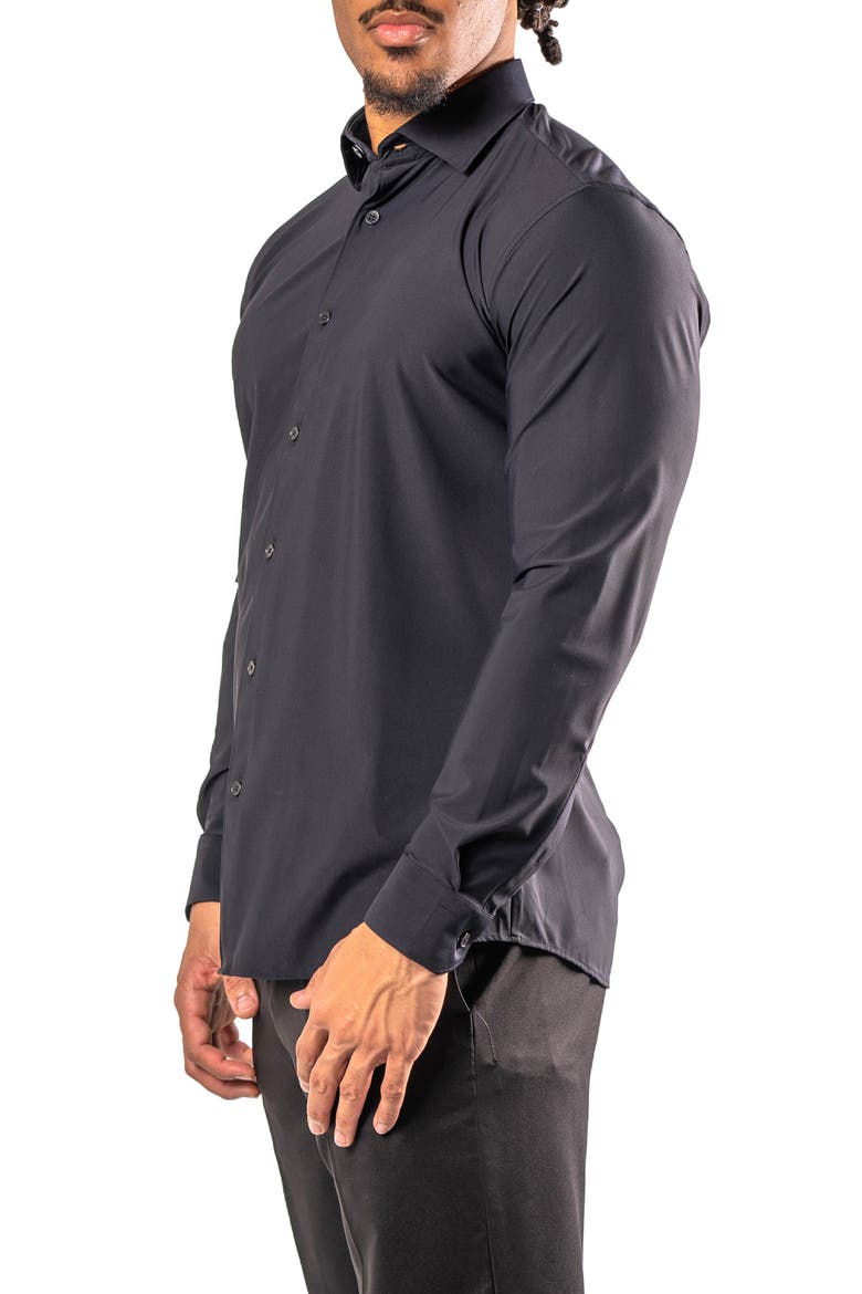 Fibonacci Stretcheuroblack Cotton Blend Button-Up Shirt, Alternate, color, BLACK