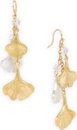 SAACHI Crystal Ginkgo Leaf Drop Earrings