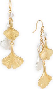 SAACHI Crystal Ginkgo Leaf Drop Earrings