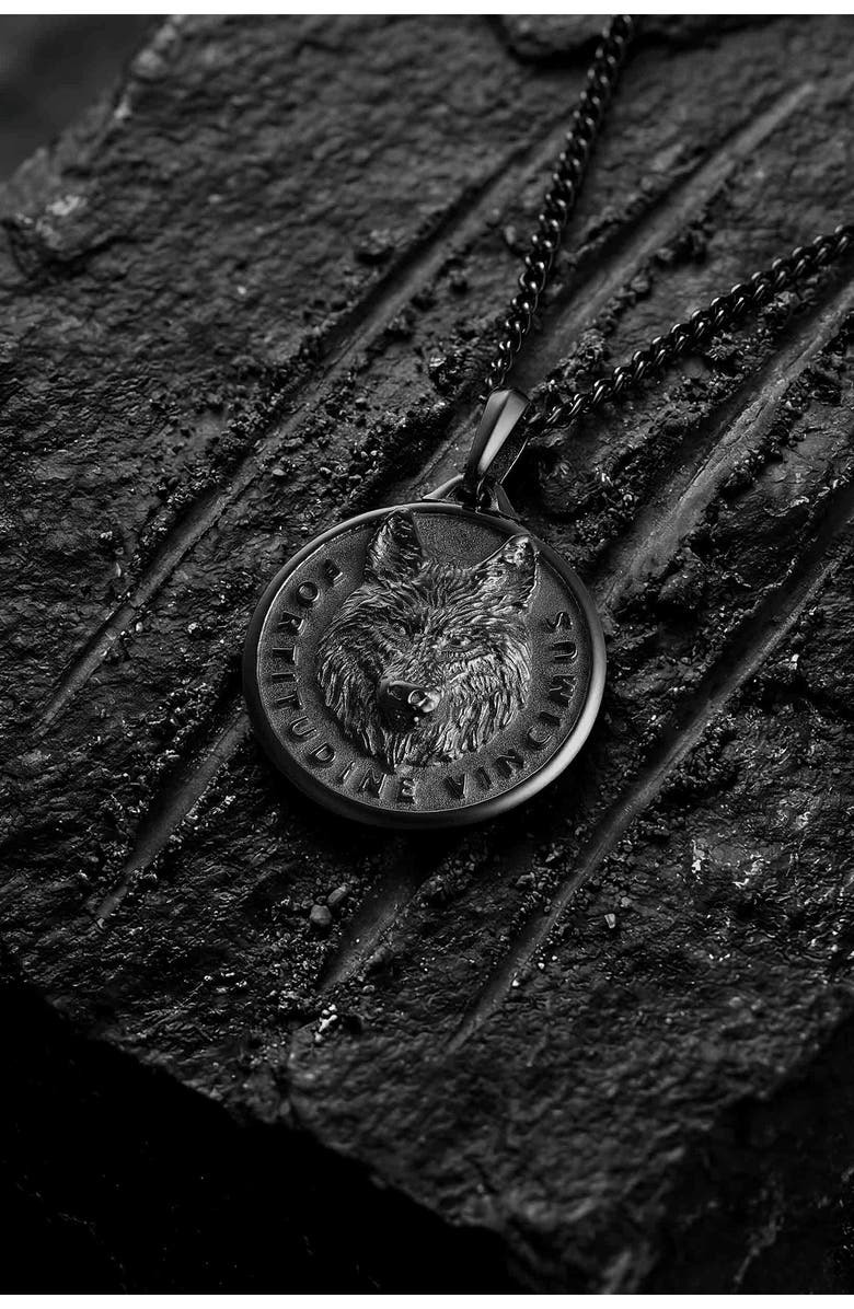 Vincero Wolf Pendant Necklace, Alternate, color, Black