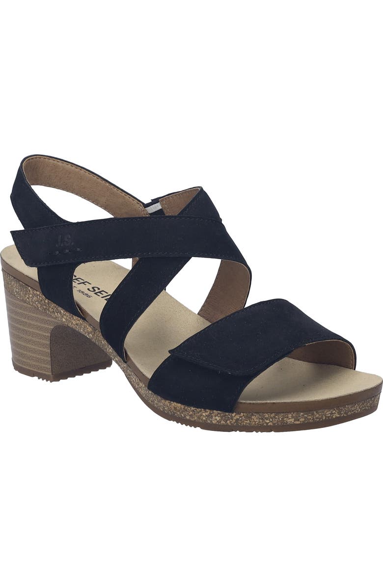 Josef Seibel Grace Ankle Strap Block Heel Sandal, Main, color, Black