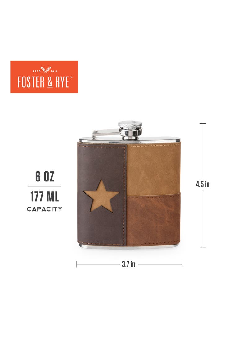 Leather Texas Flask, Alternate, color, Brown