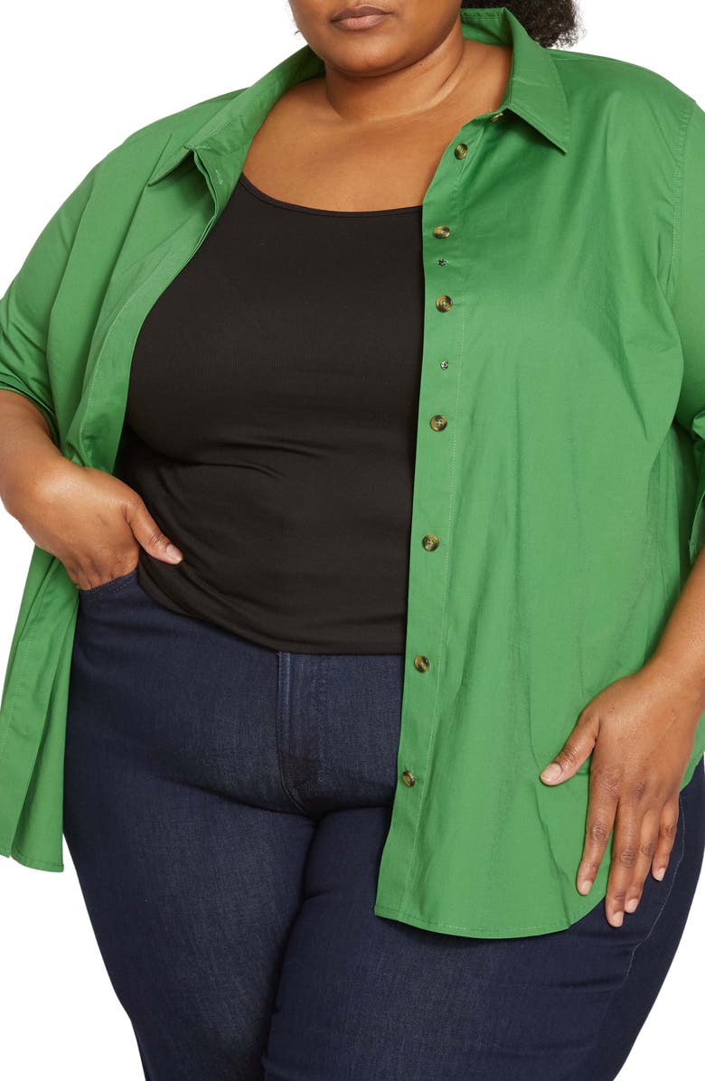 Universal Standard Elbe Classic Fit Button-Up Shirt, Main, color, Kelly Green