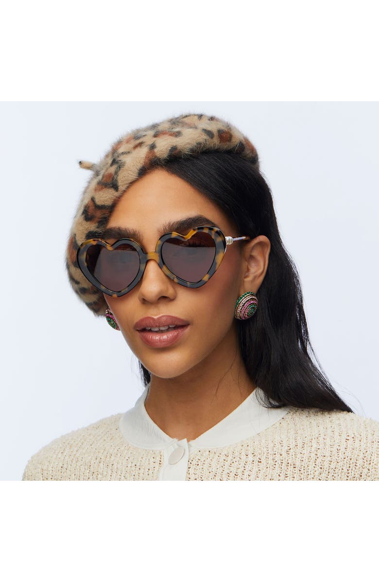 Lele Sadoughi Pearl Sweetheart Sunglasses, Alternate, color, Tortoise 200