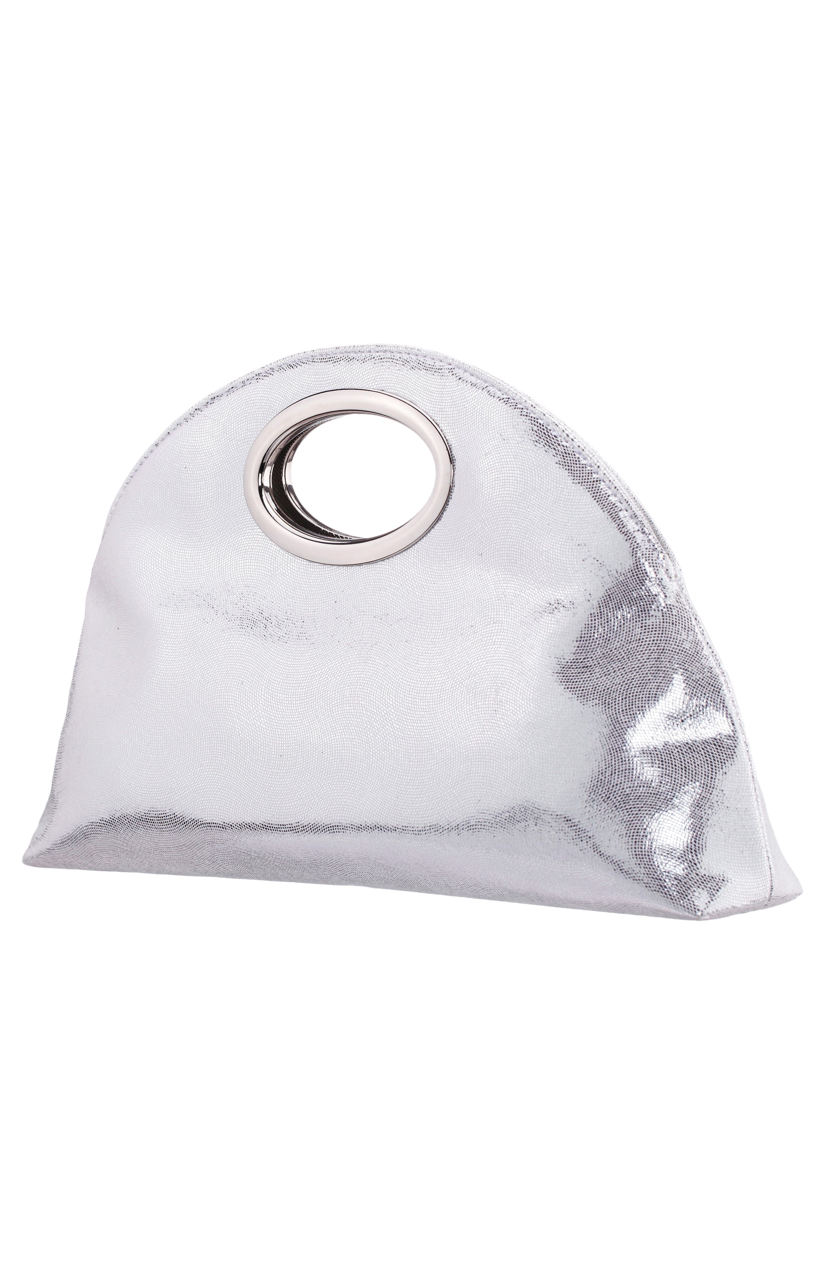 Jael Top Handle Clutch, Alternate, color, SILVER