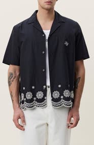 Les Deux Lace Embroidered Organic Cotton Camp Shirt