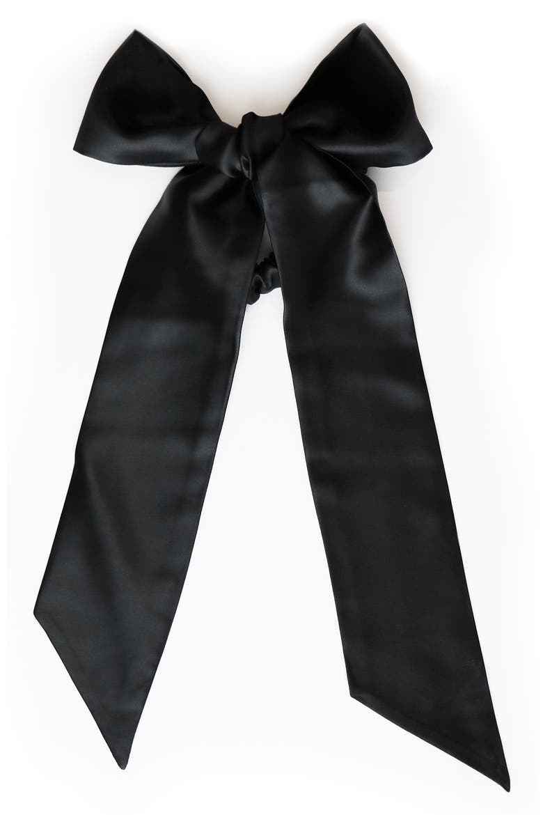 Pure Silk Hair Ribbon, Main, color, BLACK