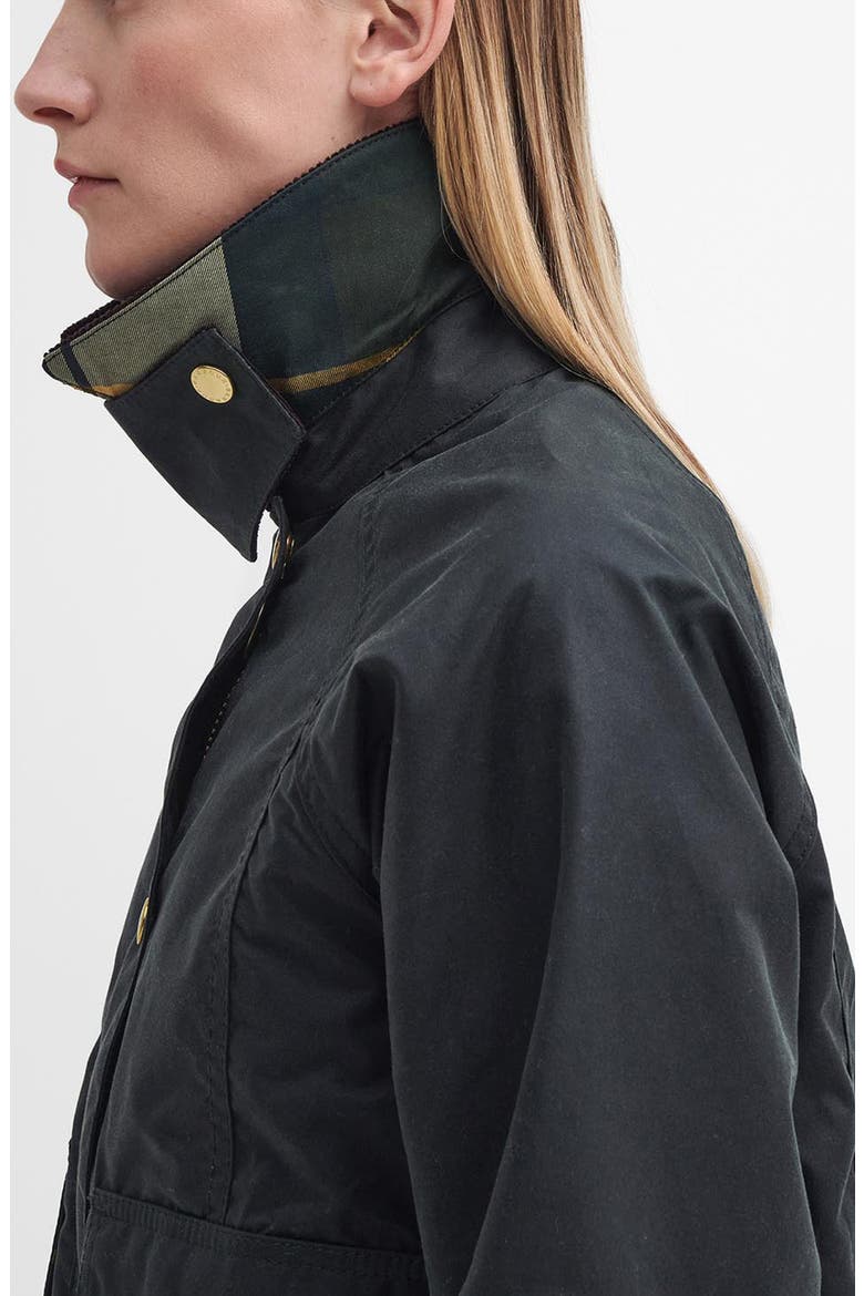 Beadnell Crop Waxed Cotton Jacket, Alternate, color, SAGE/ANCIENT