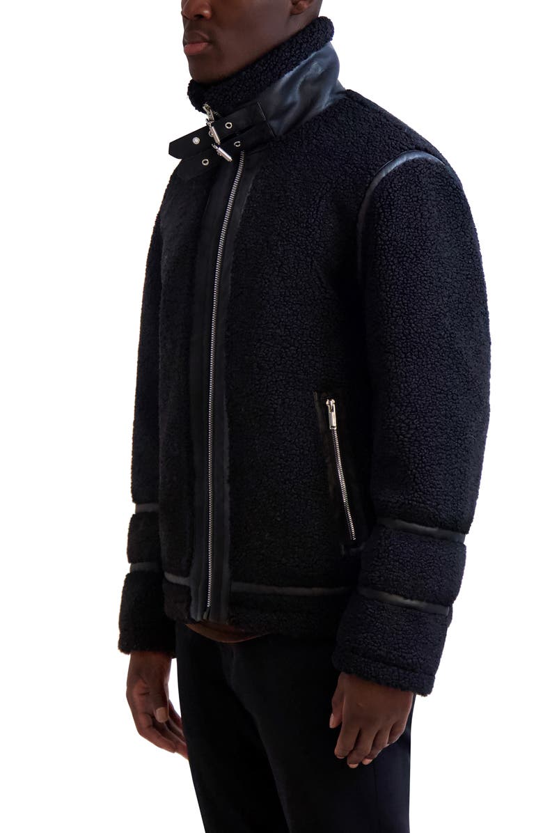 KARL LAGERFELD PARIS Faux Shearling Aviator Jacket, Alternate, color, Black