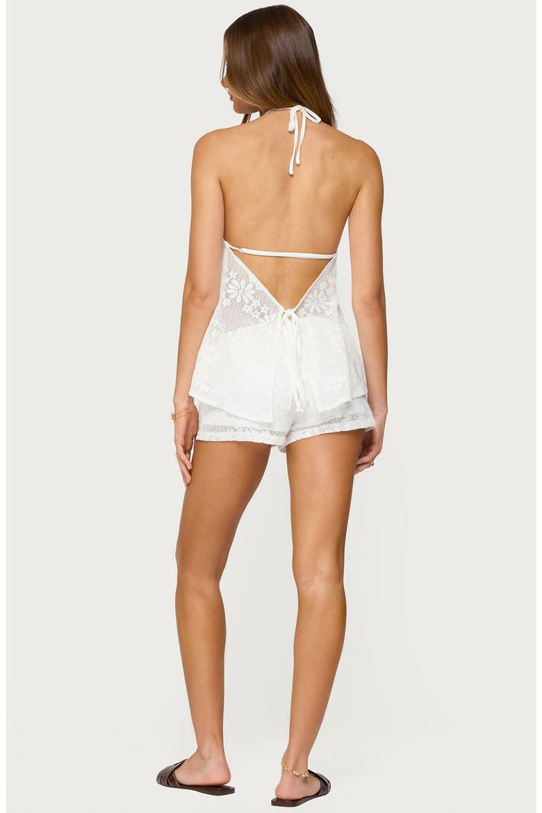 Arlie Floral Lace Low Rise Shorts, Alternate, color, WHITE