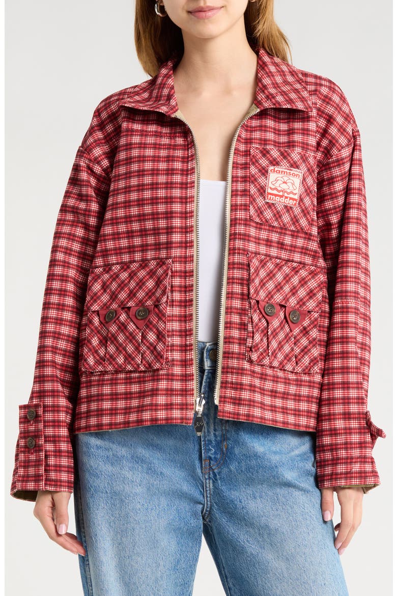Marcelle Reversible Organic Cotton Barn Jacket, Alternate, color, RED MULTI