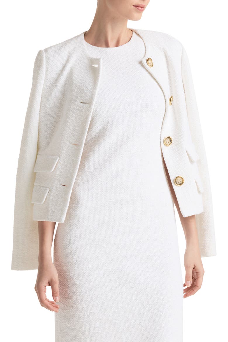 Bouclé Knit Jacket, Main, color, OPTIC WHITE