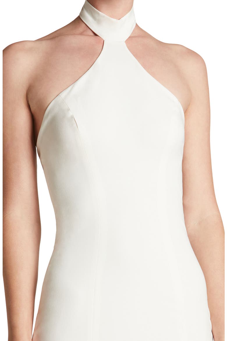 Taylor Crepe Halter Gown, Alternate, color, OFF WHITE