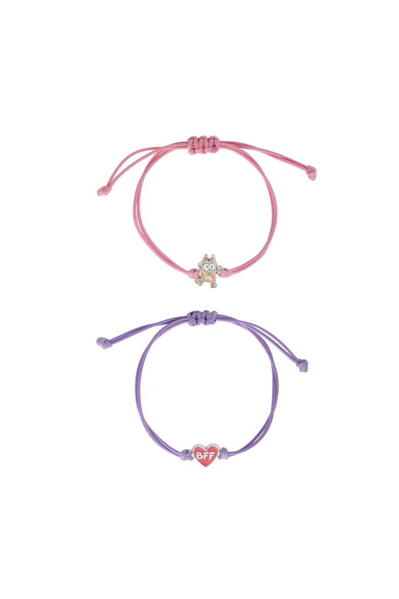 Adjustable Friendship Bracelet Set, Heart Charm, 4-Pack, Alternate, color, Multicolor