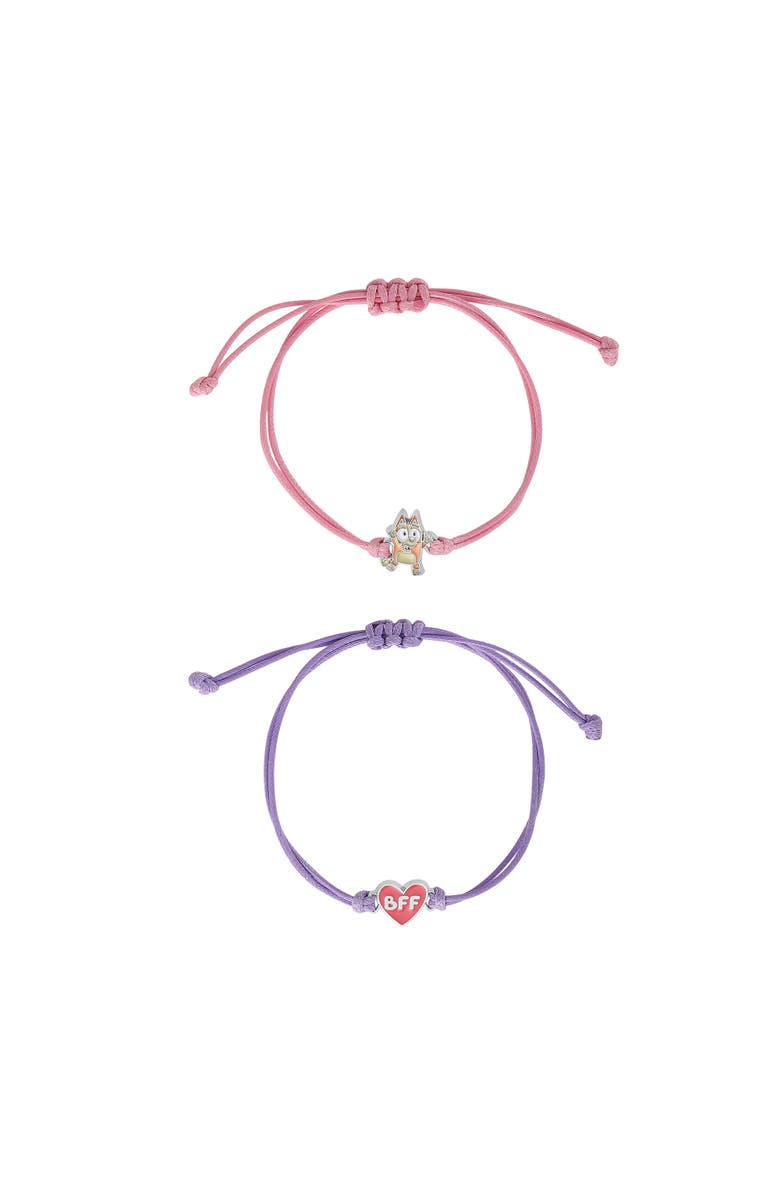 BLUEY Adjustable Friendship Bracelet Set, Heart Charm, 4-Pack, Alternate, color, Multicolor