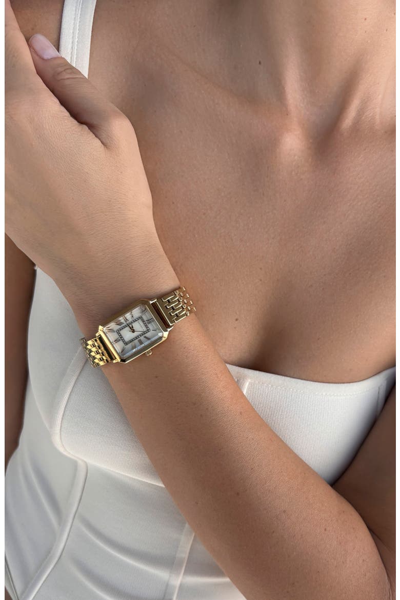 Venice Bracelet Watch, 29.5mm x 23.5mm, Alternate, color, GOLD/ WHITE