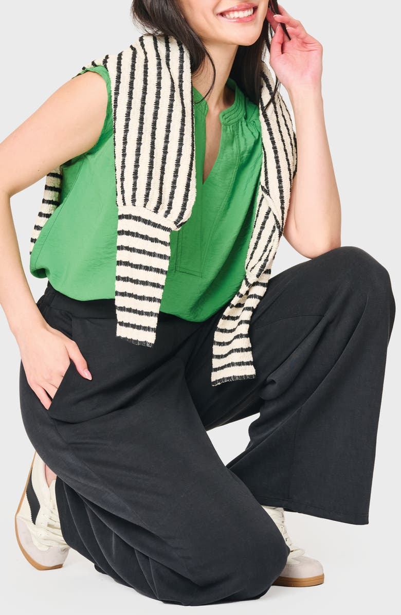 GIBSONLOOK Split Neck Cap Sleeve High-Low Top, Alternate, color, Garden Green