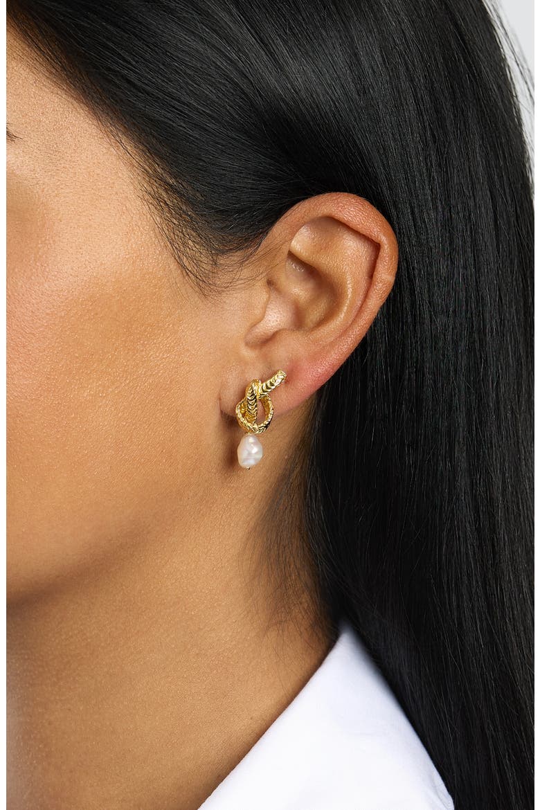 Freshwater Pearl Drop Earrings, Alternate, color, GOLD