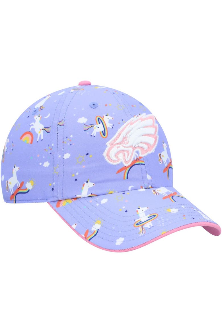 Girls Preschool '47 Purple Philadelphia Eagles Unicorn Clean Up Adjustable Hat, Alternate, color, Purple