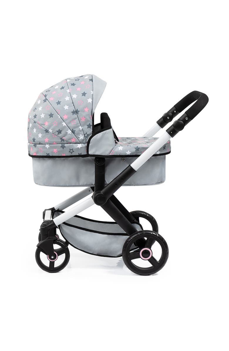 Bayer Design Pram Xeo, Grey, Pink, Stars, Fits Dolls Up to 18 Inch, Alternate, color, Multicolored
