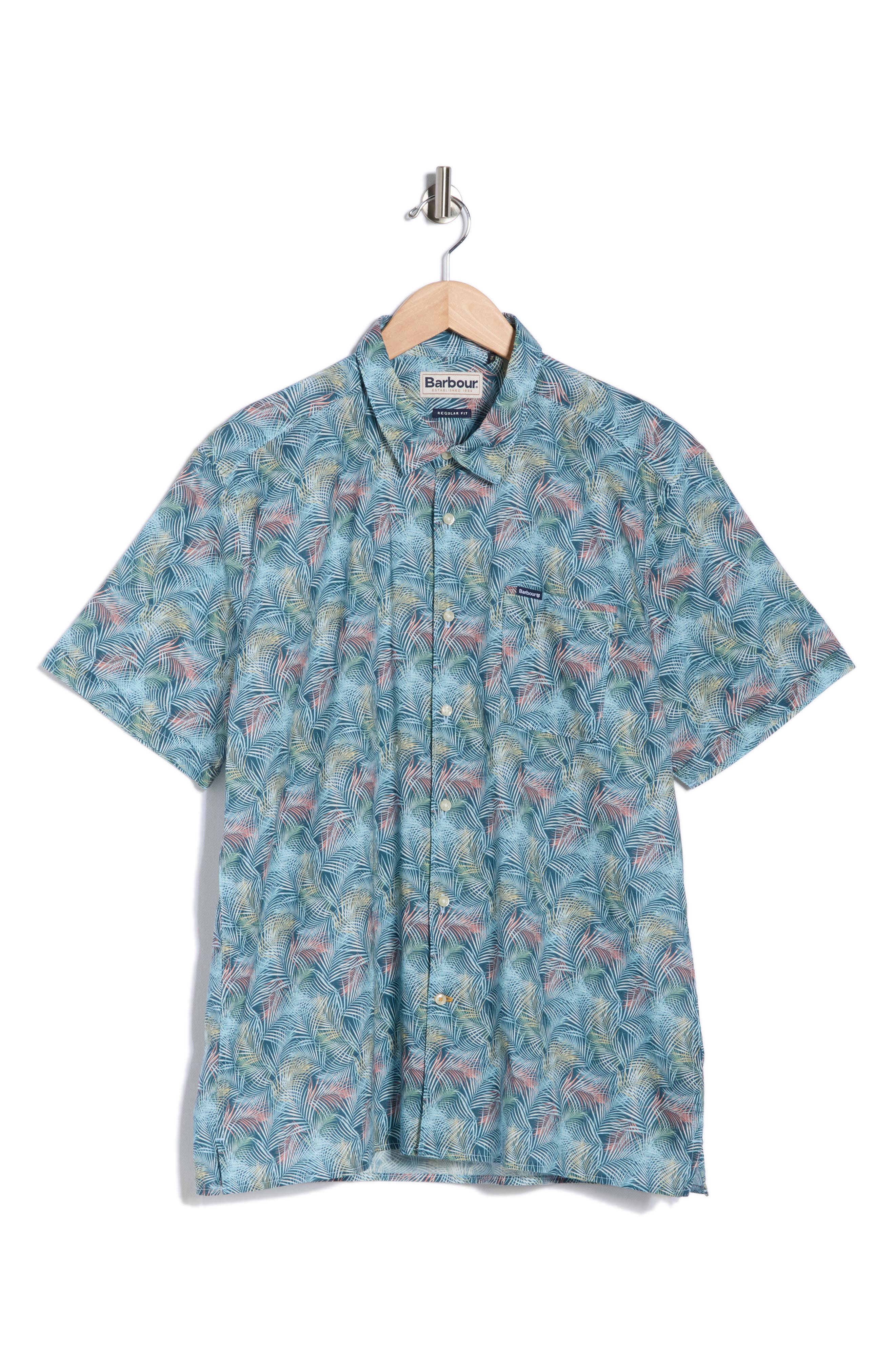 Barbour Devon Regular Fit Fern Print Short Sleeve Button-Up Shirt