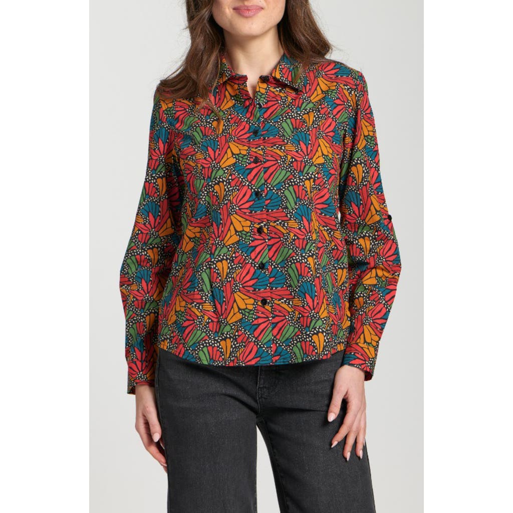 Apny Print Poplin Button-up Shirt In Multi