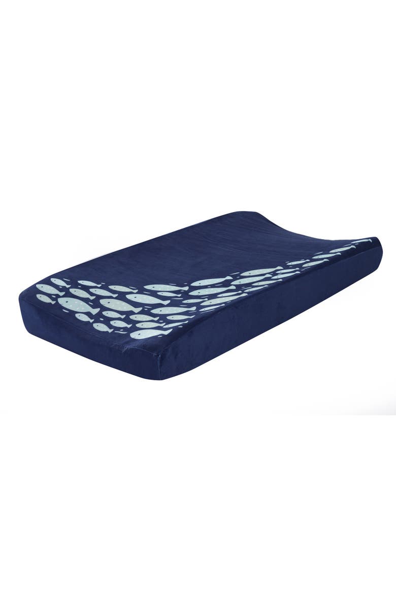 Oceania Soft Minky Fish Nautical/Ocean Theme Diaper Changing Pad Cover, Main, color, Blue