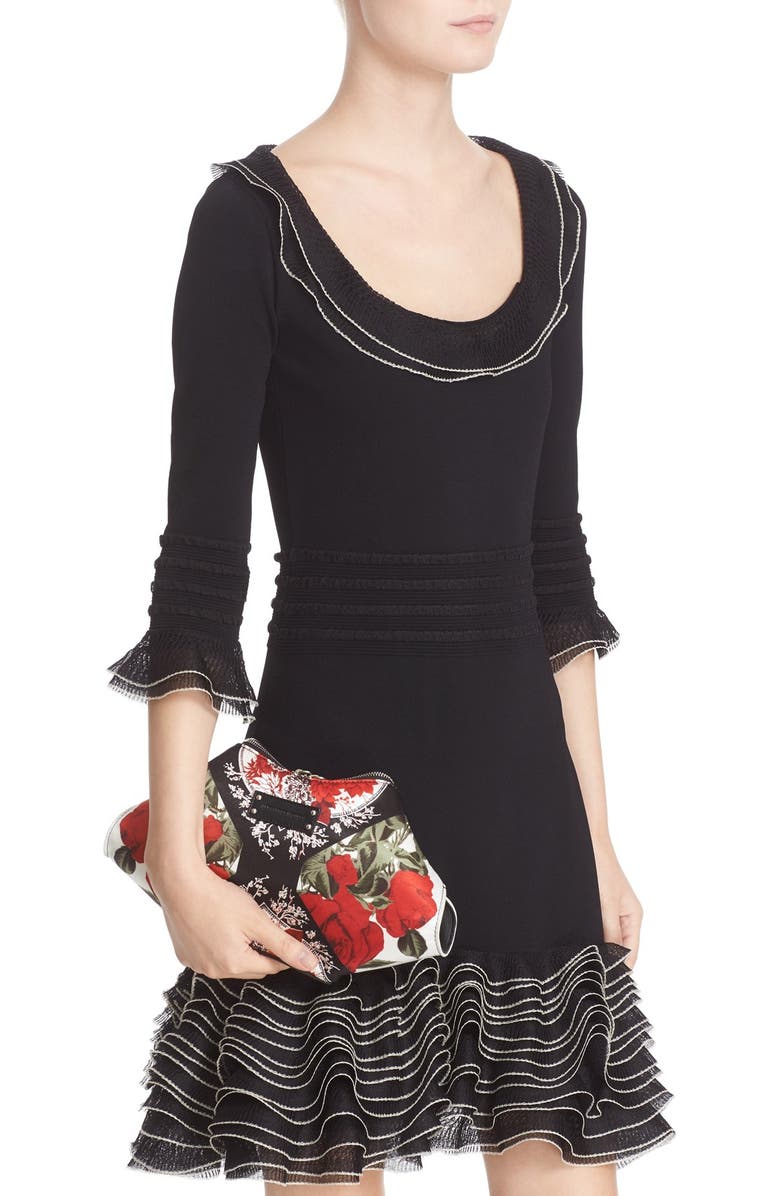 McQueen Alexander McQueen Large De Manta Floral Print Leather Clutch, Alternate, color,