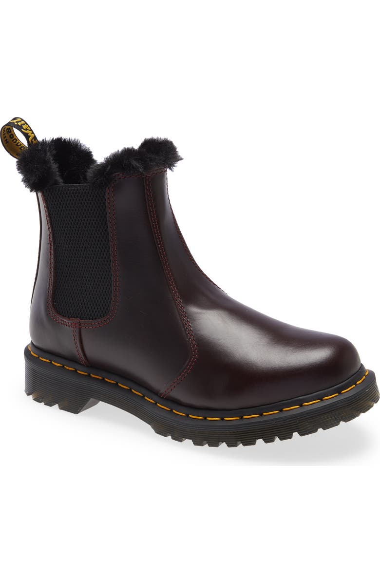 Dr. Martens Leona Faux Fur Lined Chelsea Boot, Main, color,