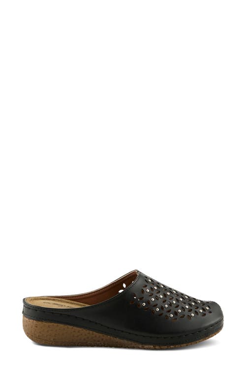 Flexus By Spring Step Laser-cut Mule In Black