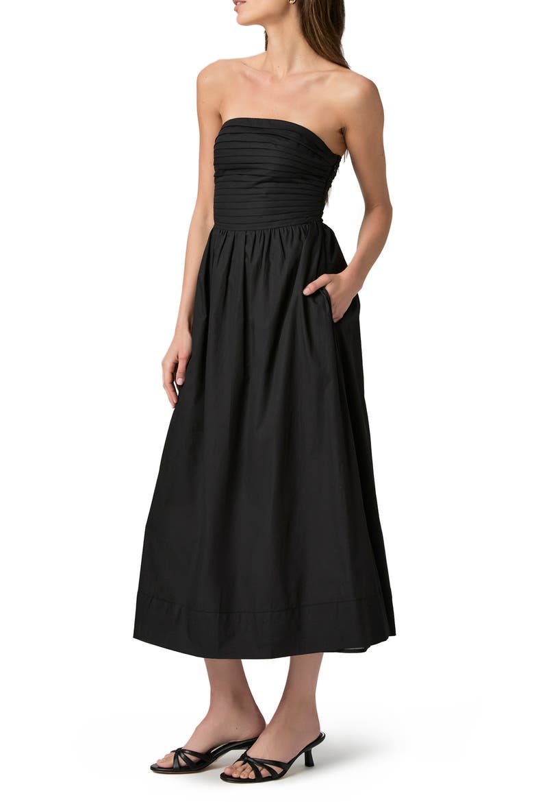 Braylee Strapless A-Line Dress, Alternate, color, BLACK
