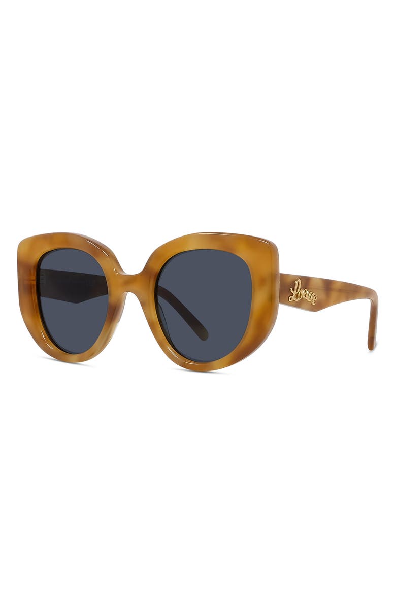 Loewe Curvy 49mm Small Butterfly Sunglasses, Alternate, color, Blonde Havana / Blue