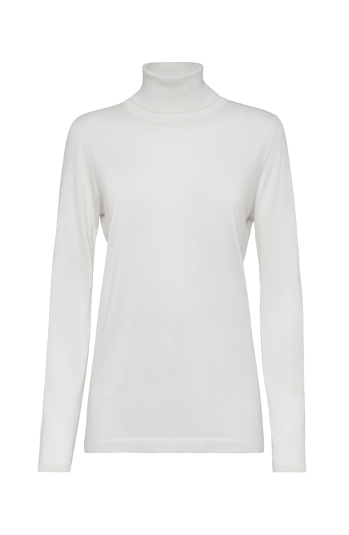 Brunello Cucinelli Women's Cashmere And Silk Lightweight Turtleneck Sweater In White
