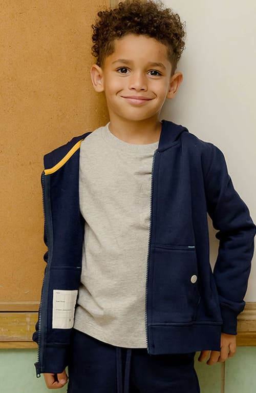 Mightly Organic Cotton Zip Up Pocket Hoodie In Navy