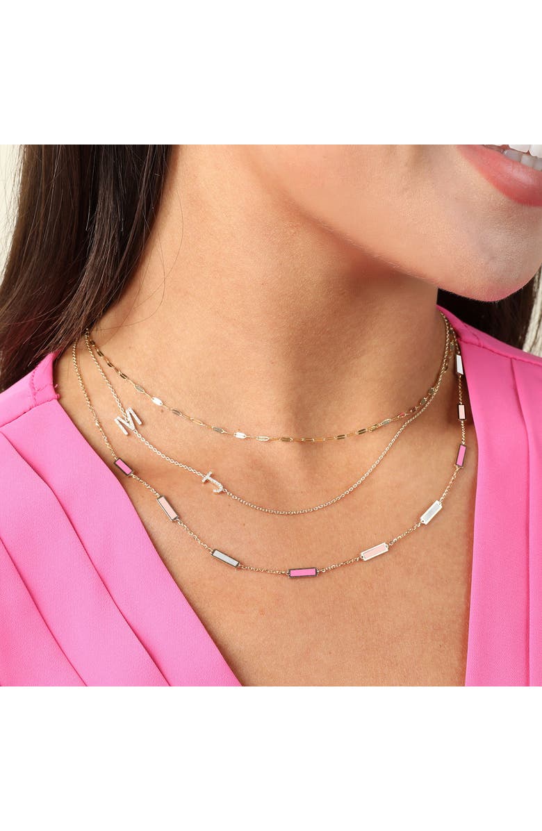 The Lovery Fine Jewelry Pink Mixed Bar Chain Necklace, Alternate, color, Pink Mixed