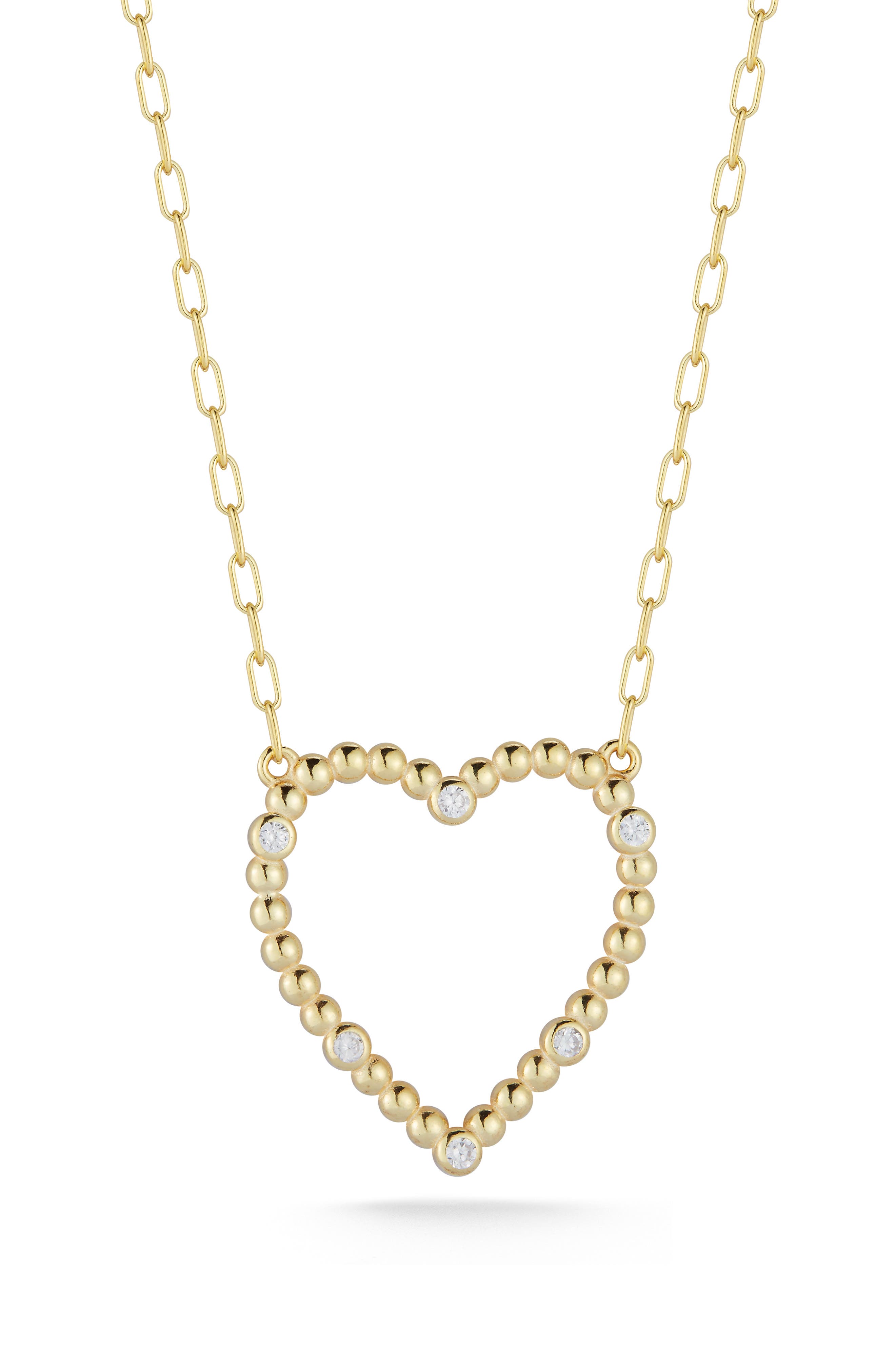 Sphera Milano 14k Gold Plated Cubic Zirconia Heart Pendant Necklace