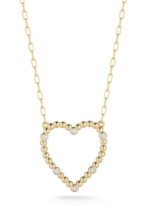 14k Gold Plated Cubic Zirconia Heart Pendant Necklace