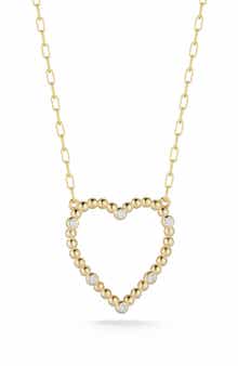 14k Gold Plated Cubic Zirconia Heart Pendant Necklace