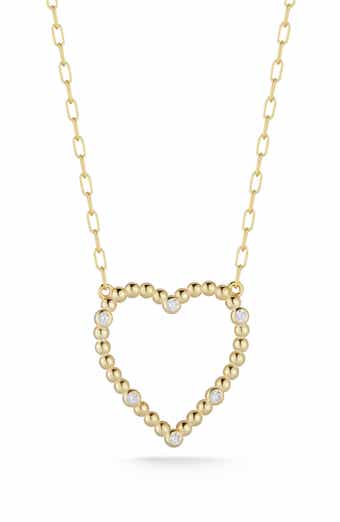 14k Gold Plated Cubic Zirconia Heart Pendant Necklace