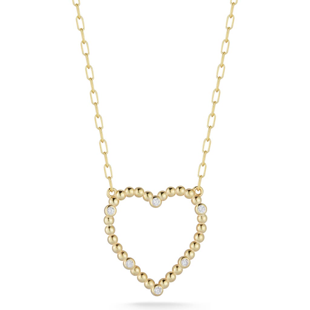 Sphera Milano 14k Gold Plated Cubic Zirconia Heart Pendant Necklace