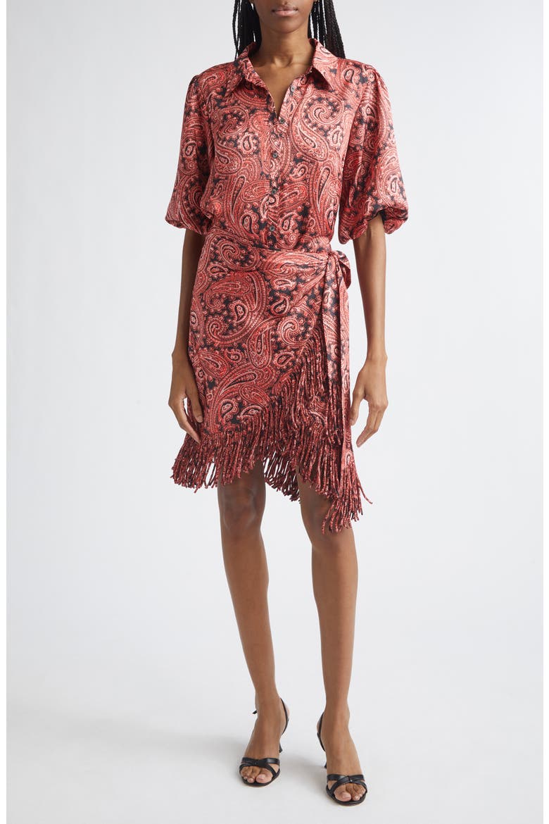 Hendrix Paisley Kember Minidress, Main, color, OBSIDIAN/ JASPER PINK