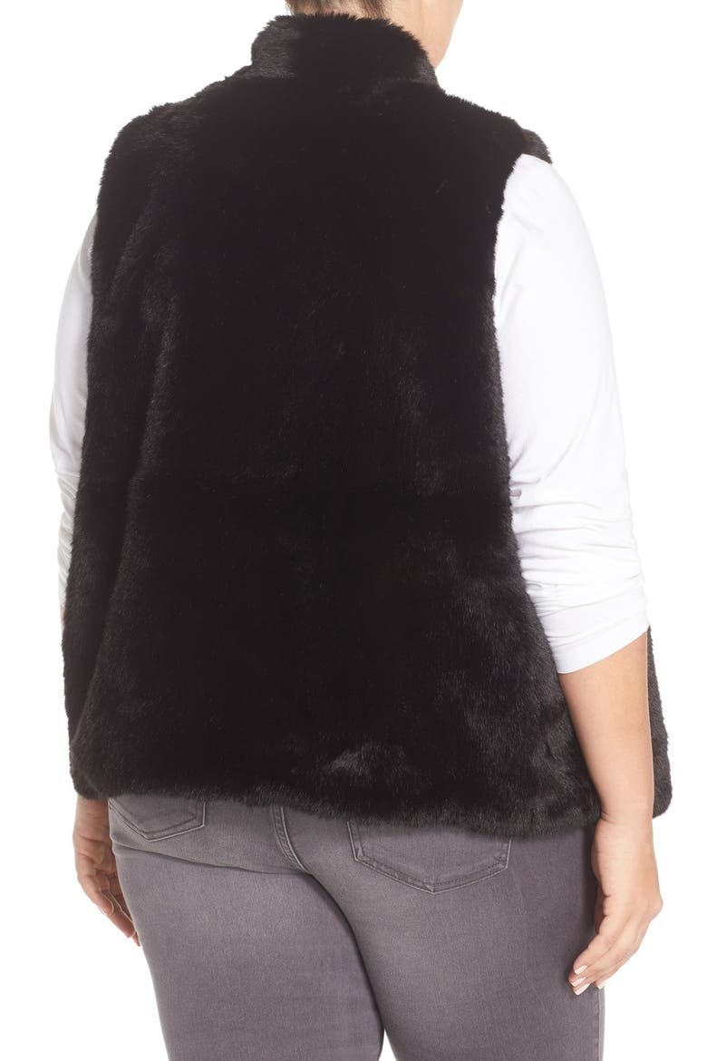 'Kya' Faux Fur Vest, Alternate, color, BLACK
