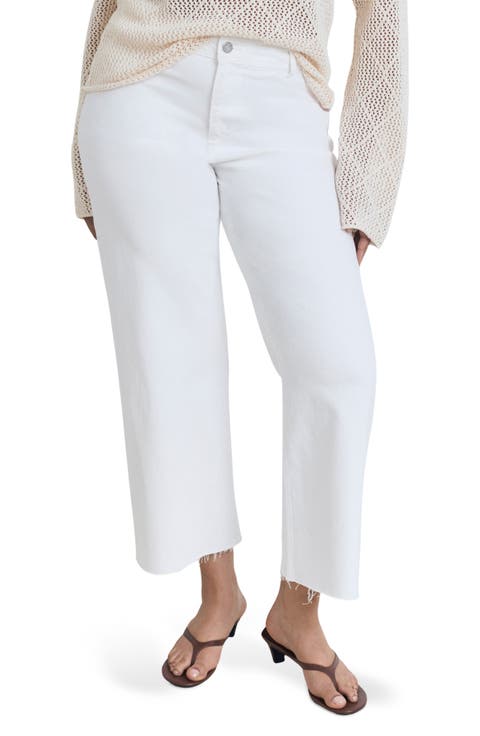 Catherin Frayed High Waist Wide Leg Culotte Jeans (Regular & Plus)