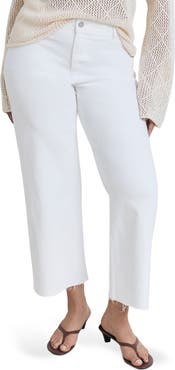 MANGO Catherin Frayed High Waist Wide Leg Culotte Jeans